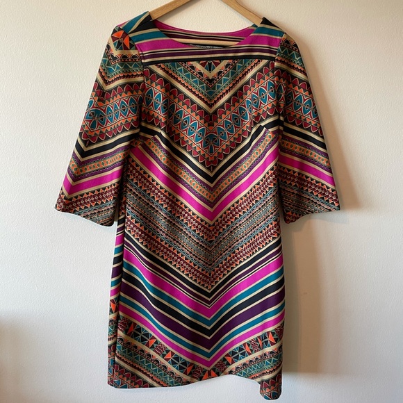 Intage Beige by eci geometric sleeved dress sz 4 - Picture 1 of 8